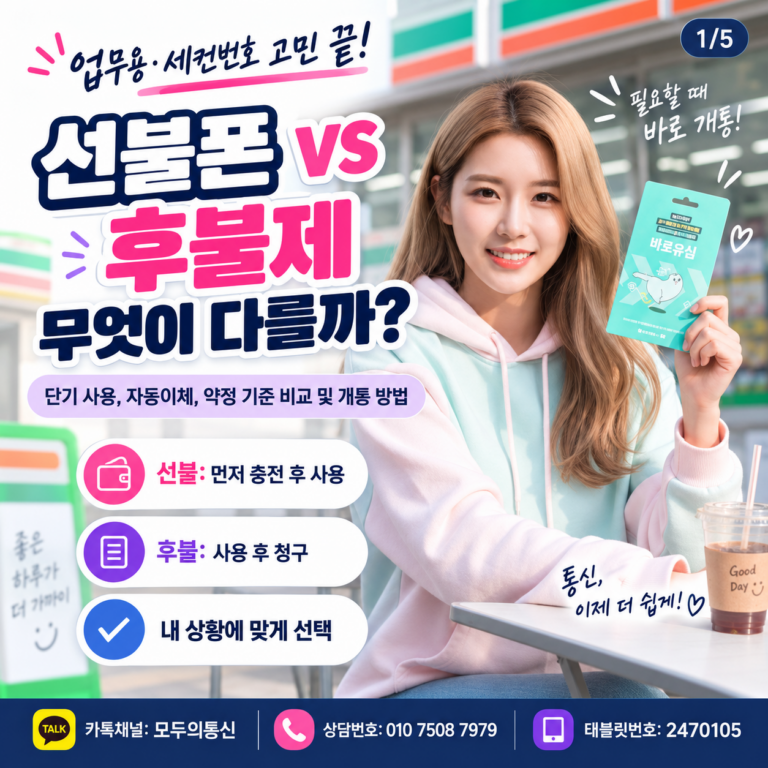 선불폰과 후불제는 어떤점이 다를까? 단기 및 장기사용, 충전방법, 약정 등 기준 비교